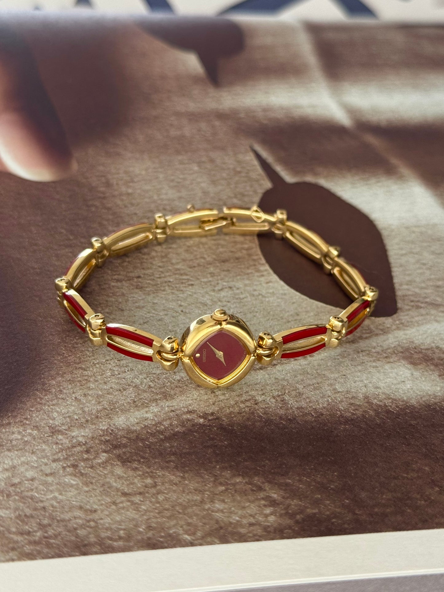 Extremely Rare and Petite 1990s Red Seiko Watch With Dainty Band