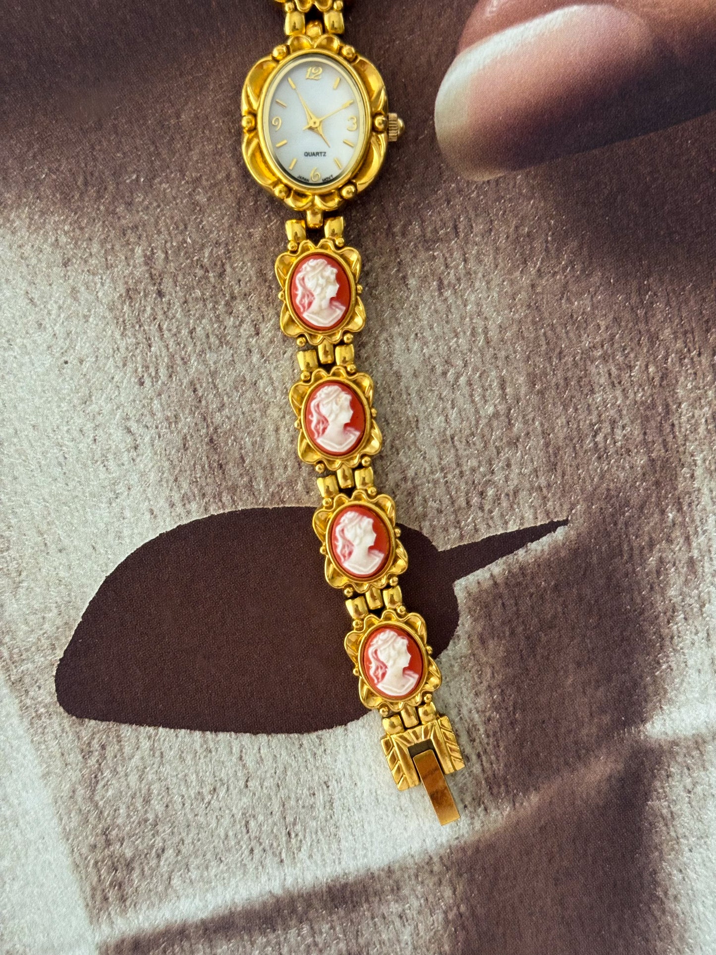 Vintage Victorian Gold Tone Cameo Watch