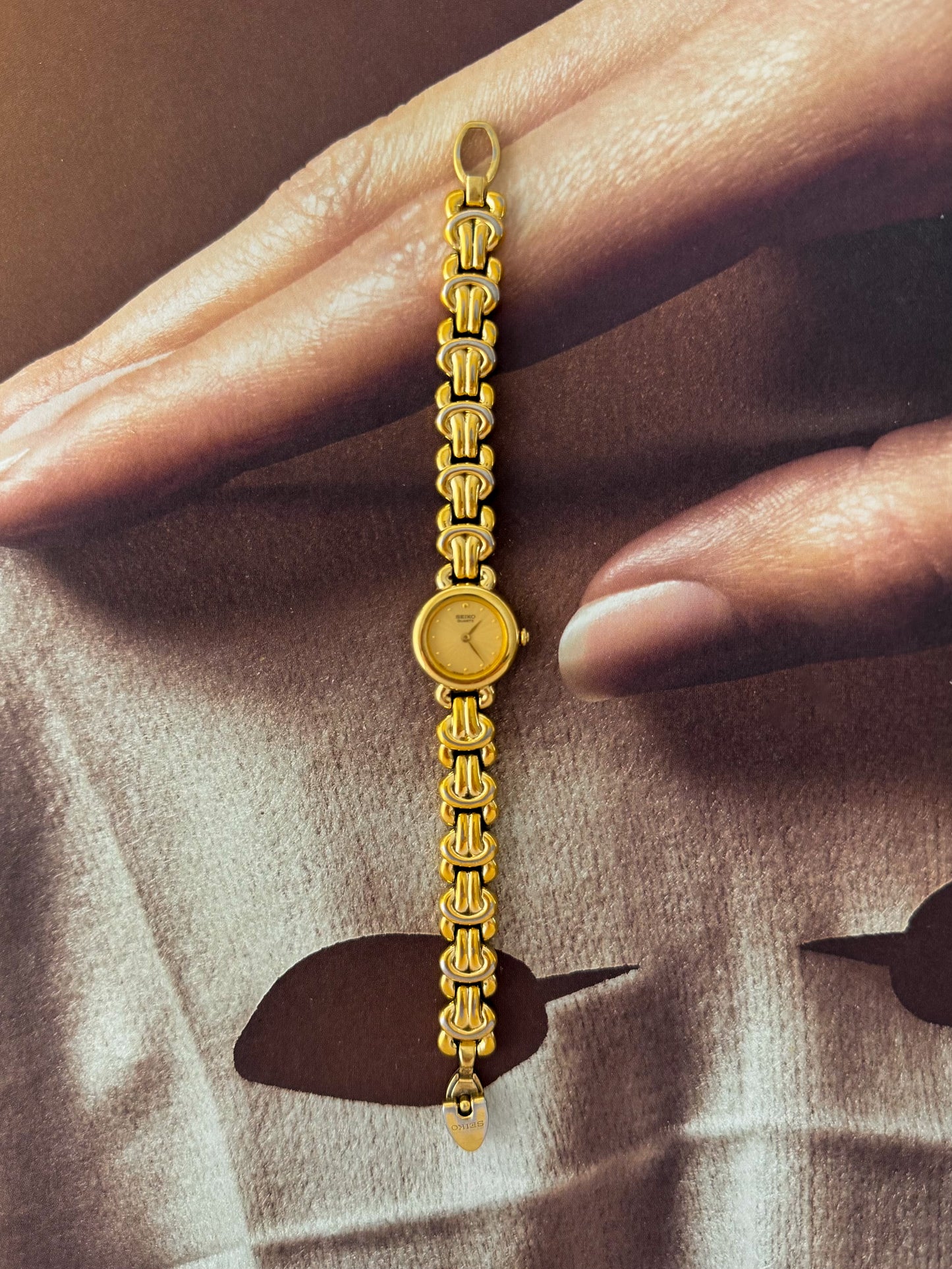 Vintage Ladies’s Gold Seiko Watch With Intricate Band