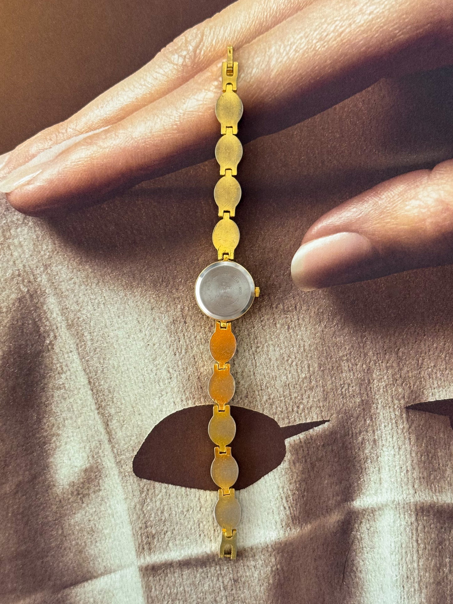 Vintage Gold Watch With Natural Abalone and Mother Of Pearl Dial