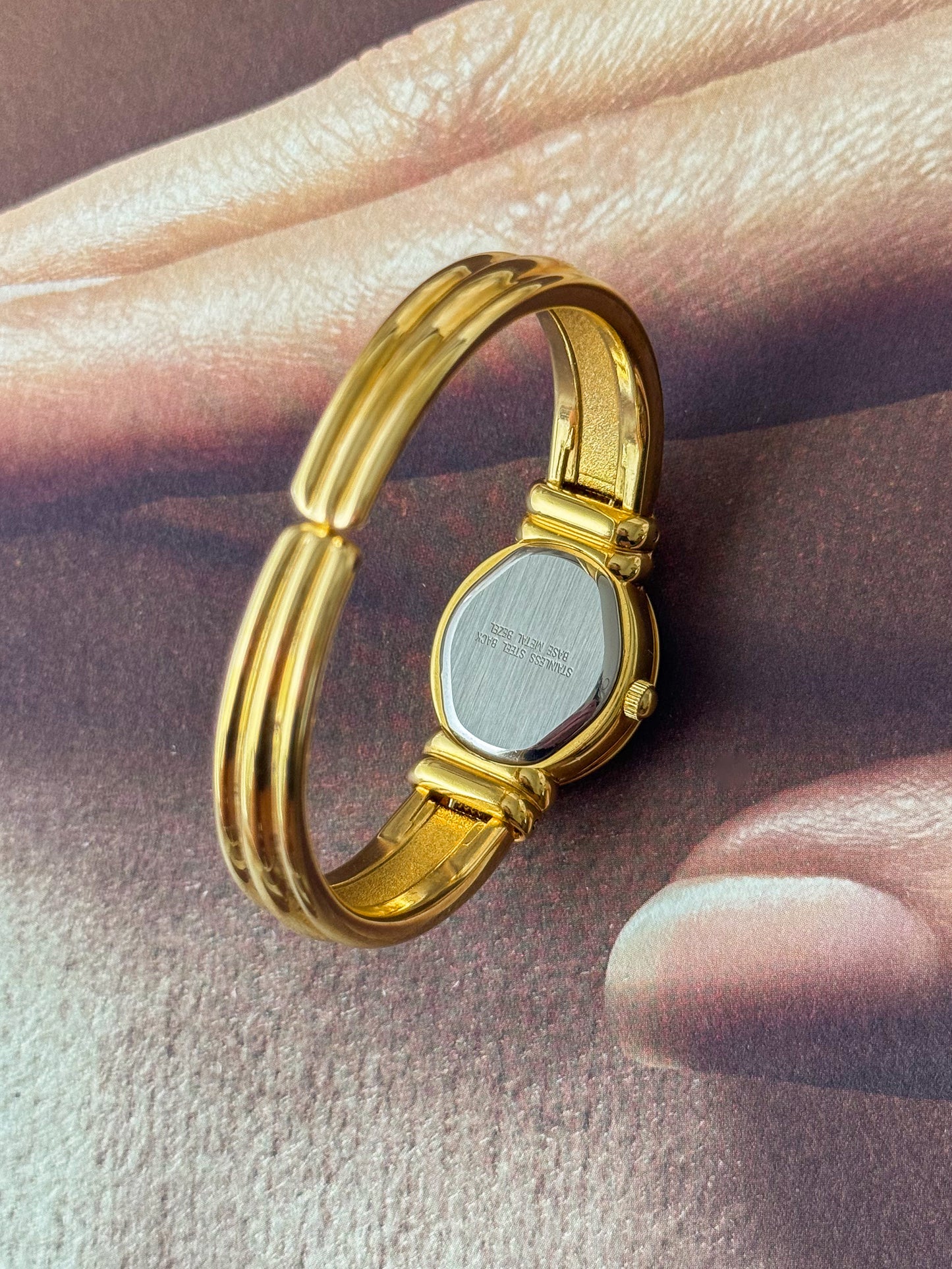 (Select a watch) Vintage Gold Bangle Watches With Purple Stones