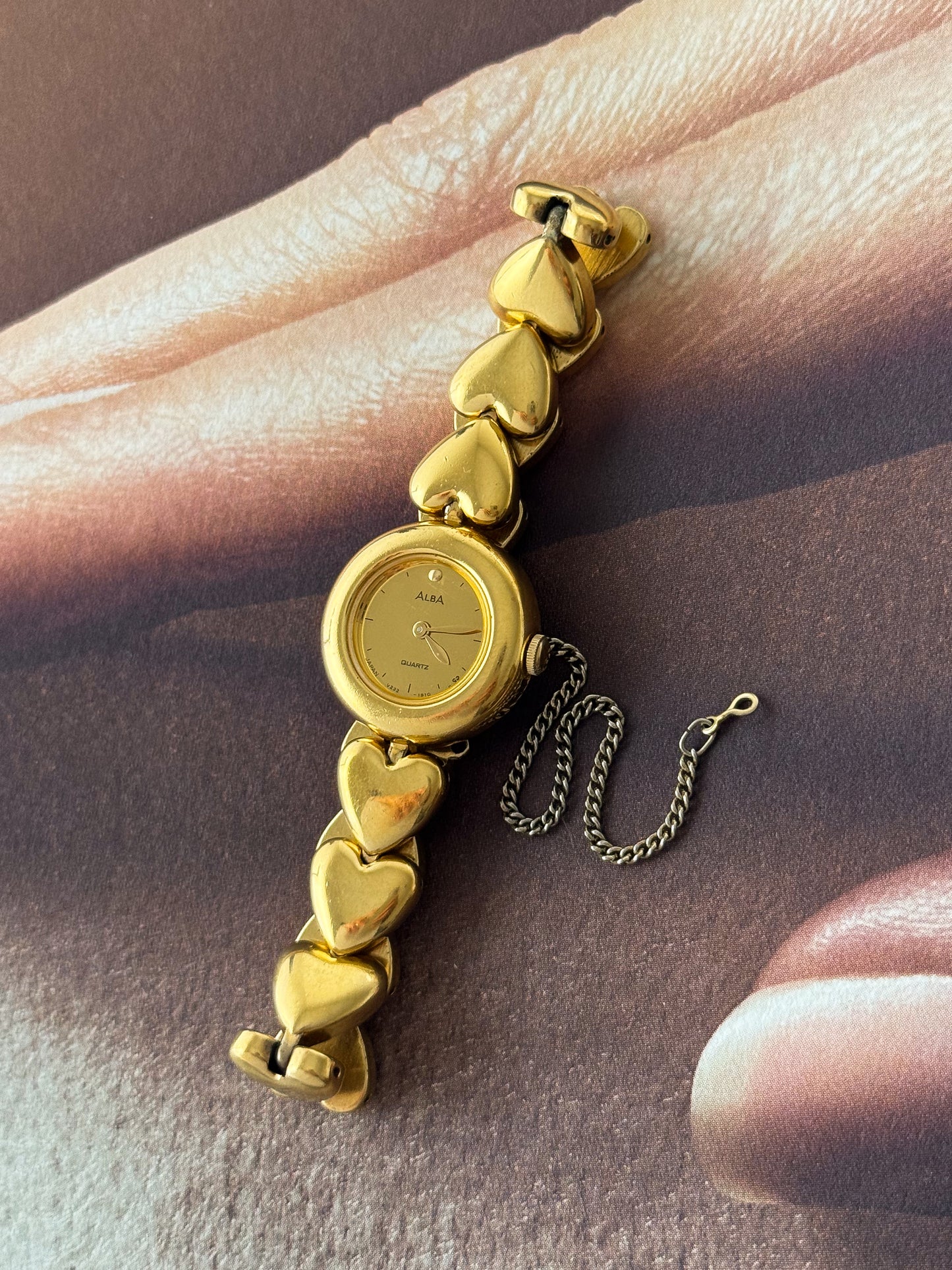 Vintage Gold Seiko Watch With Mirror Dial and Heart Band