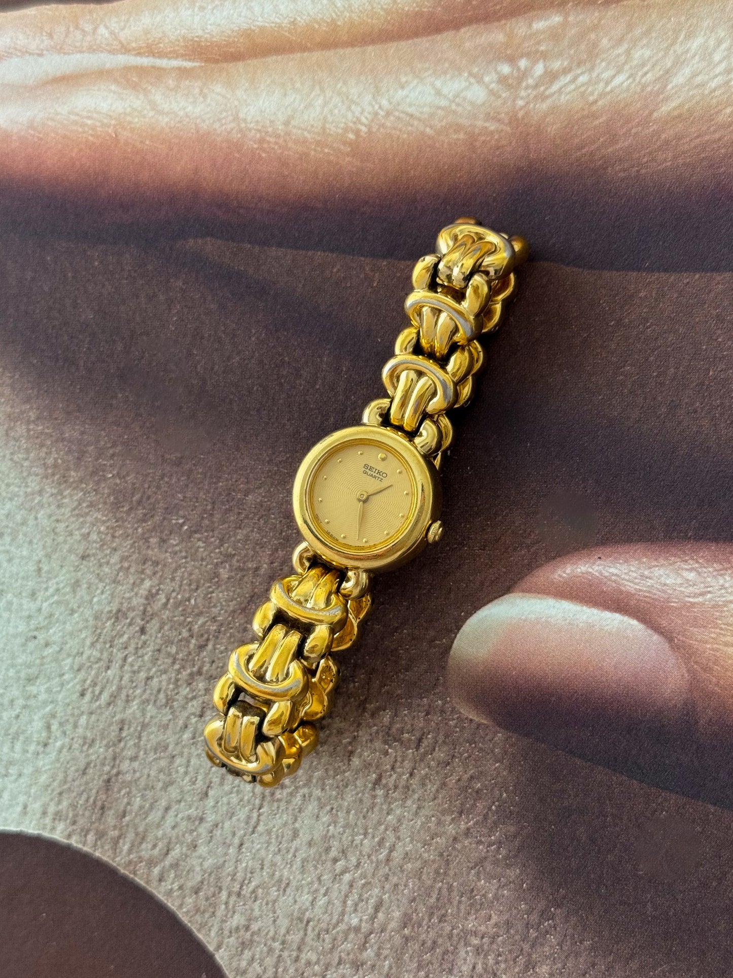 Vintage Ladies’s Gold Seiko Watch With Intricate Band