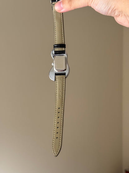 Black Leather Band Salvador Dali Style Watch Silver Exaequo Inspired Softwatch