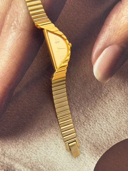 RARE Vintage 1990s Gold Seiko Half Moon Watch (Asymmetrical 1F20-5D59)