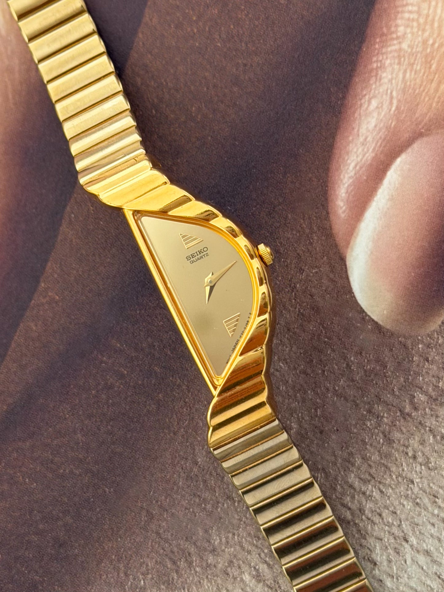 RARE Vintage 1990s Gold Seiko Half Moon Watch (Asymmetrical 1F20-5D59)