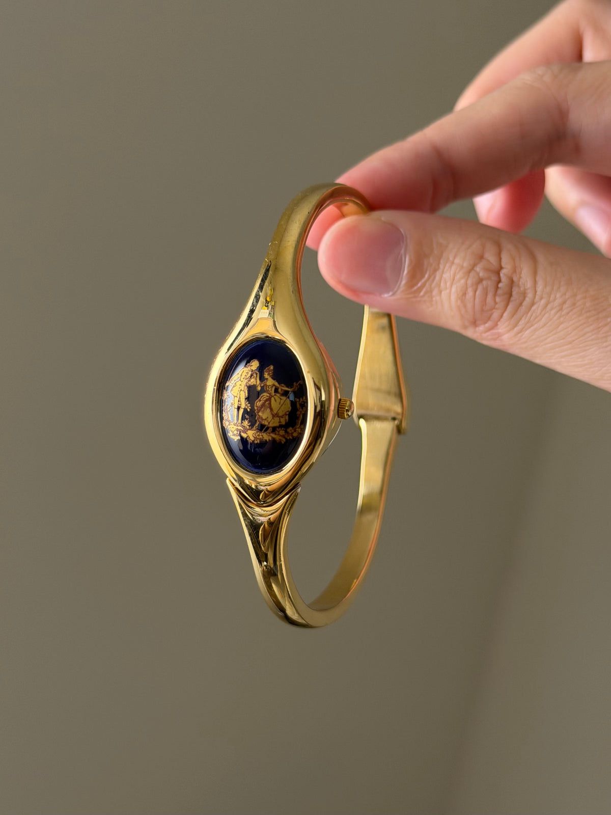 Vintage Limoges Carat 18k Gold Plated Hidden Bangle Watch