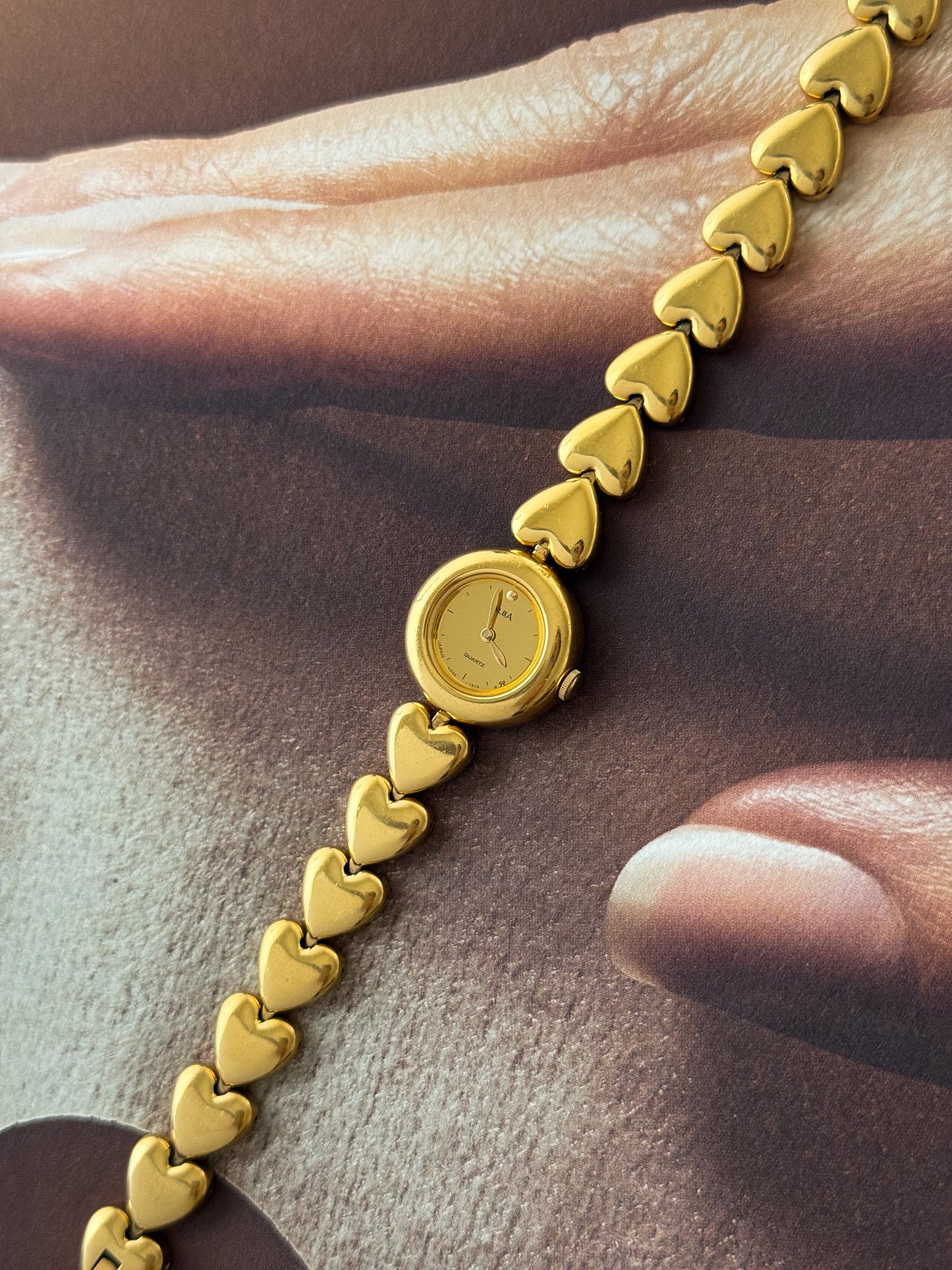 Vintage Gold Seiko Watch With Mirror Dial and Heart Band
