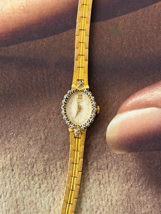 Vintage Pulsar Gold Watch With Diamond Accent