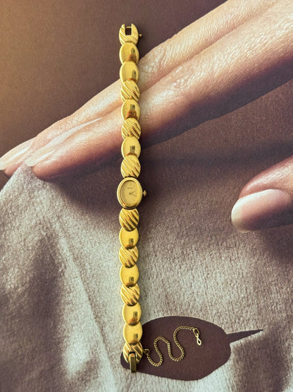 Dainty 1990s Gold Plated Seiko Watch with Petite Oval Dial
