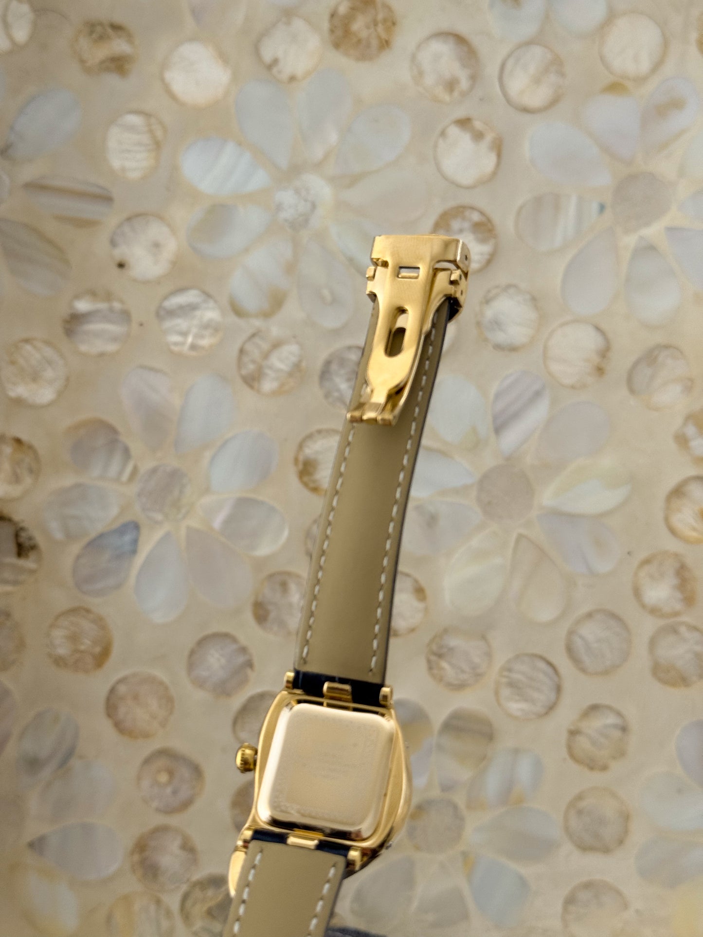 Y2K Vintage Inspired Gold Paris Dali Crash Melting Watch With Black Leather Band