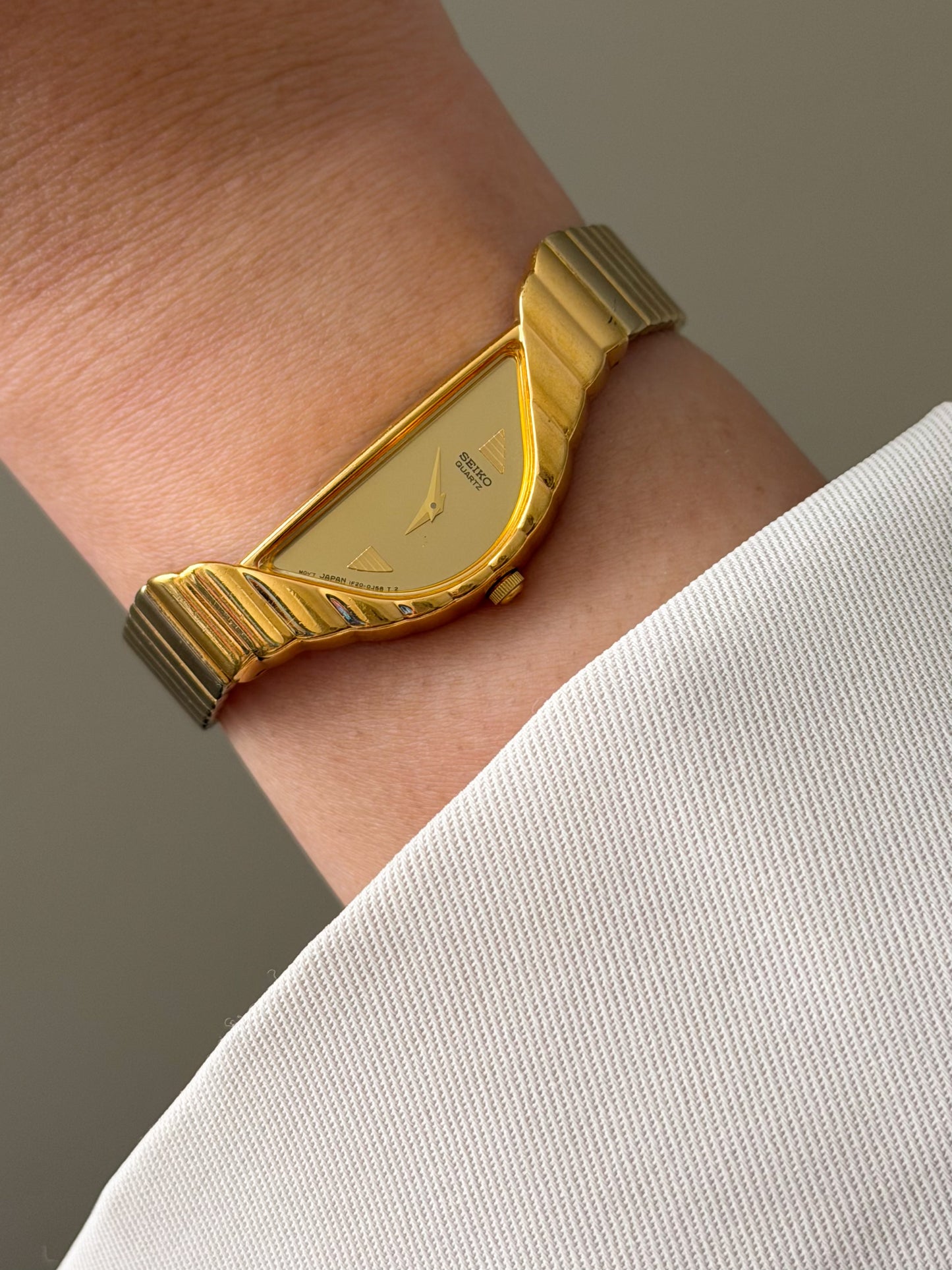 RARE Vintage 1990s Gold Seiko Half Moon Watch (Asymmetrical 1F20-5D59)