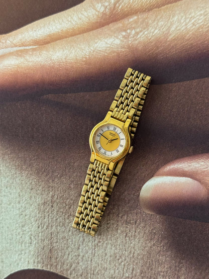 Vintage Ladies’s Gold Seiko Watch With Gold Center White Dial