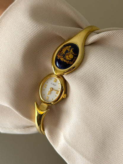 Vintage Limoges Carat 18k Gold Plated Hidden Bangle Watch