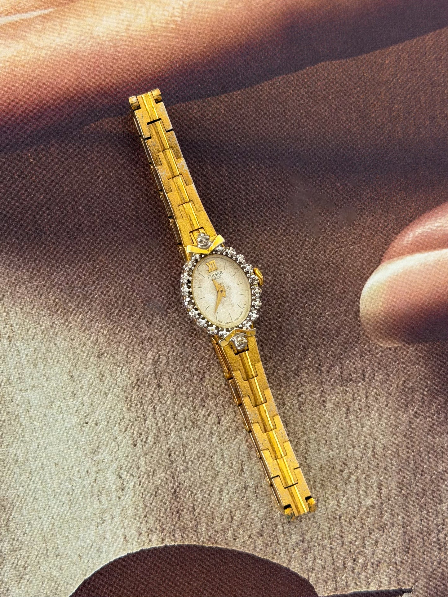 Vintage Pulsar Gold Watch With Diamond Accent