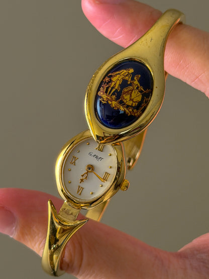 Vintage Limoges Carat 18k Gold Plated Hidden Bangle Watch