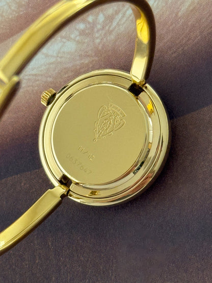 Vintage 1980s Gold Plated Gucci Interchangeable Bezel Watch Bangle