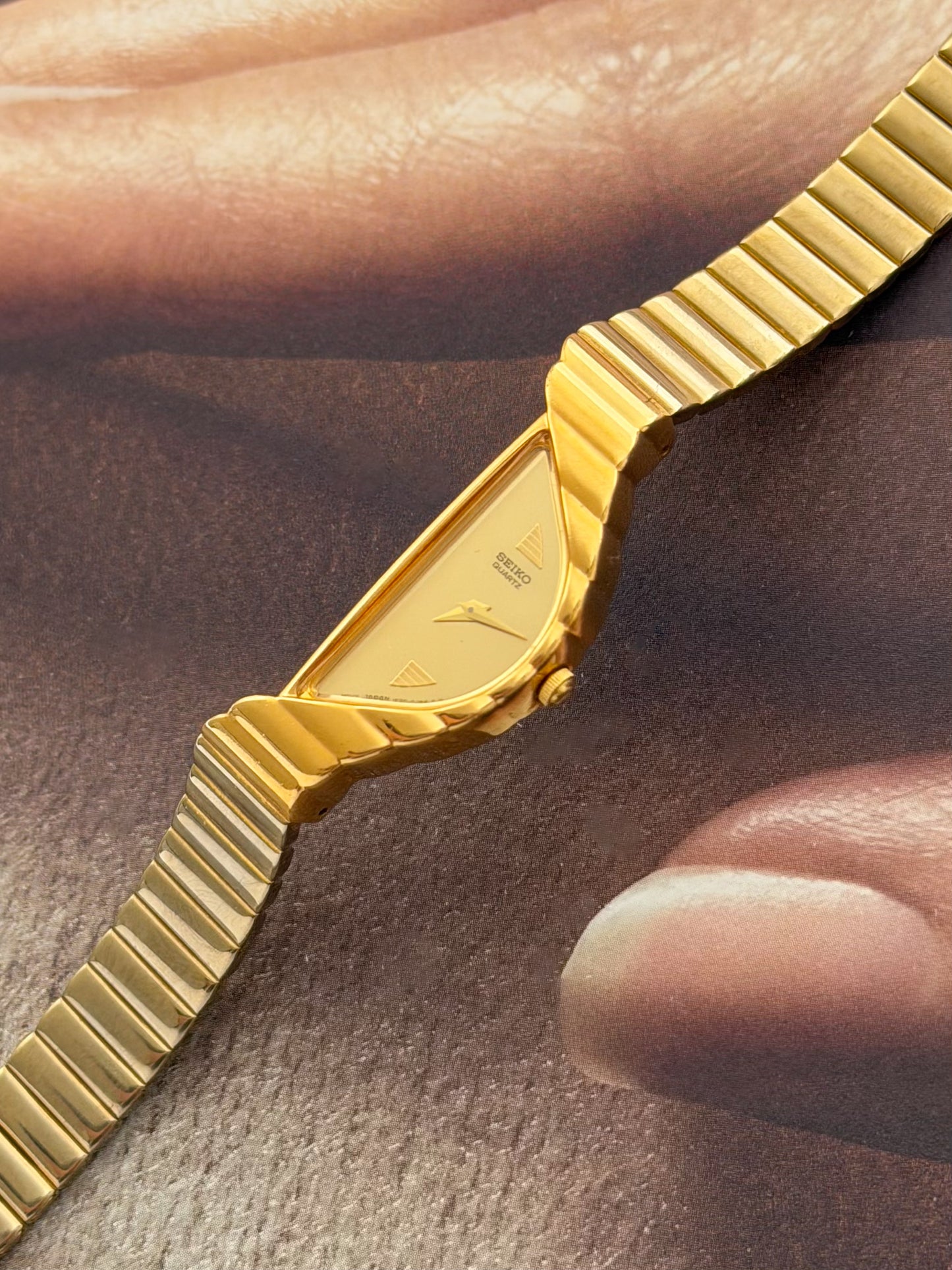 RARE Vintage 1990s Gold Seiko Half Moon Watch (Asymmetrical 1F20-5D59)