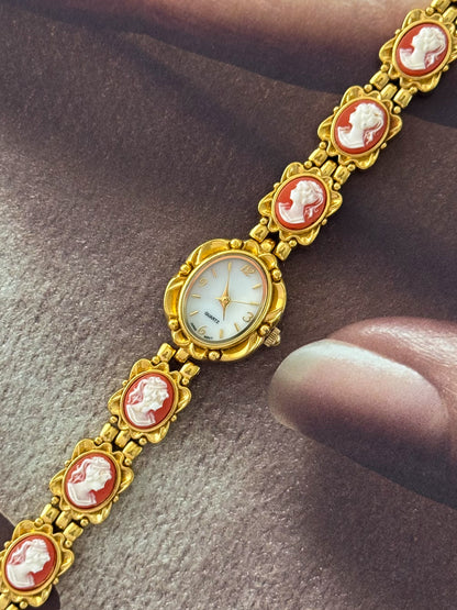 Vintage Victorian Gold Tone Cameo Watch